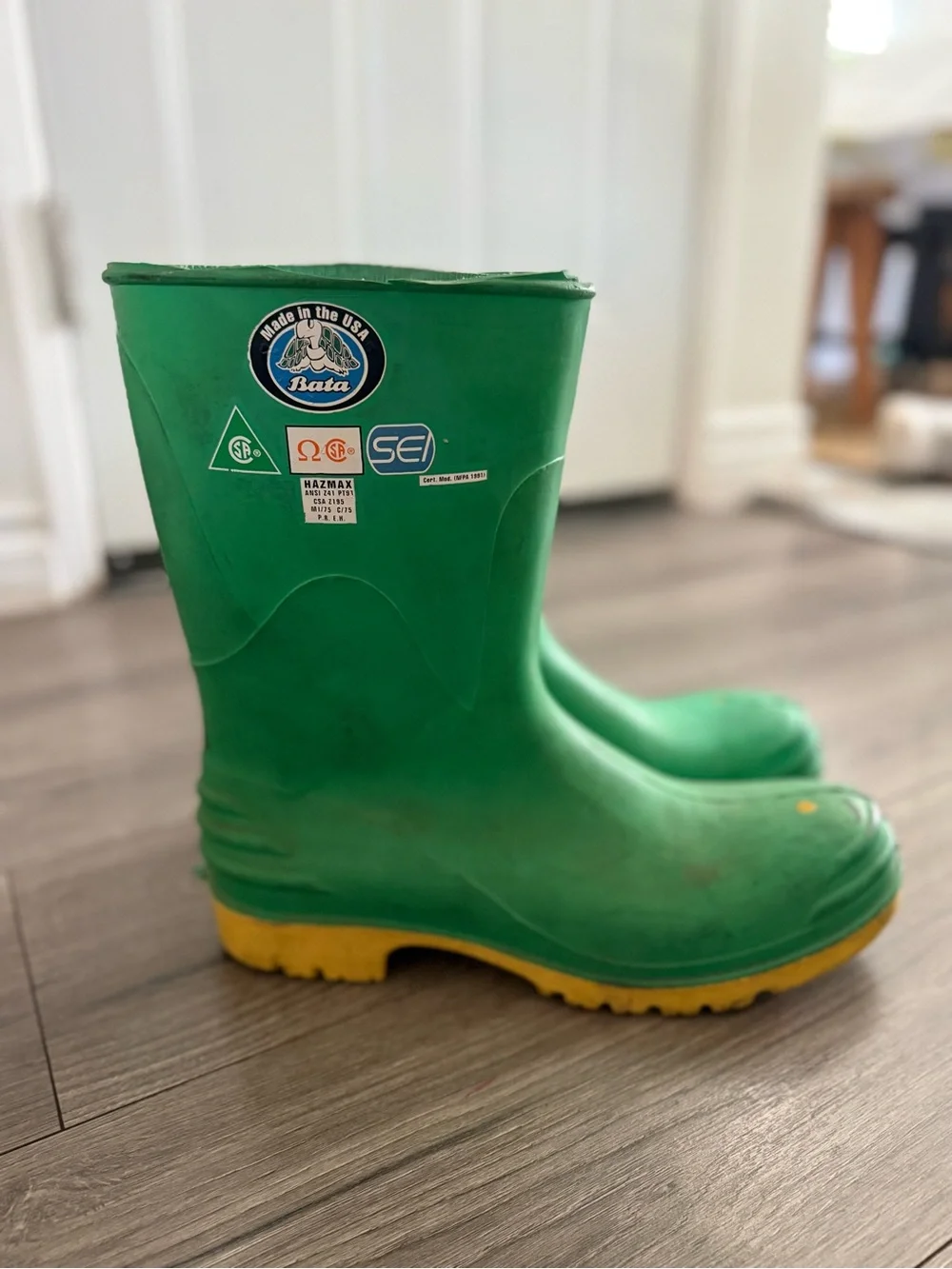 Bata Hazmax Green Rubber Work Boots Men's 12 Medium (D) EH MPN 19971